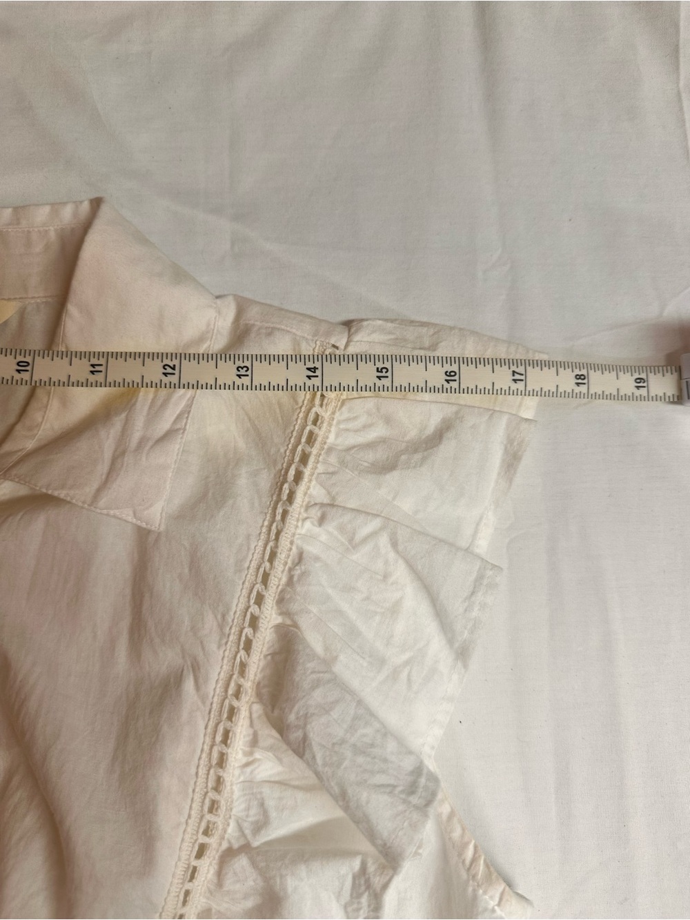Women’s White Ruffle Tie-Front Blouse - Picture 5 of 7